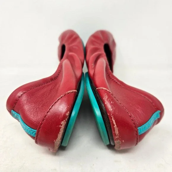 Tieks by Gavrieli Cardinal Red Leather Ballet Flats Size 9 Signature Teal Sole - Picture 8 of 16